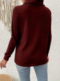 Decorative Button Turtleneck Long Sleeve T-Shirt - Trendsi - Flyclothing LLC