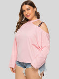 Plus Size Cold-Shoulder Round Neck Blouse - Trendsi - Flyclothing LLC
