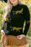 Animal Print Round Neck Sweater - Trendsi - Flyclothing LLC