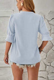 Notched Half Sleeve T-Shirt - Trendsi - Flyclothing LLC