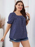 Plus Size Polka Dot Square Neck Blouse - Trendsi - Flyclothing LLC
