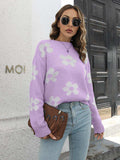 Floral Dropped Shoulder Sweater - Trendsi - Flyclothing LLC