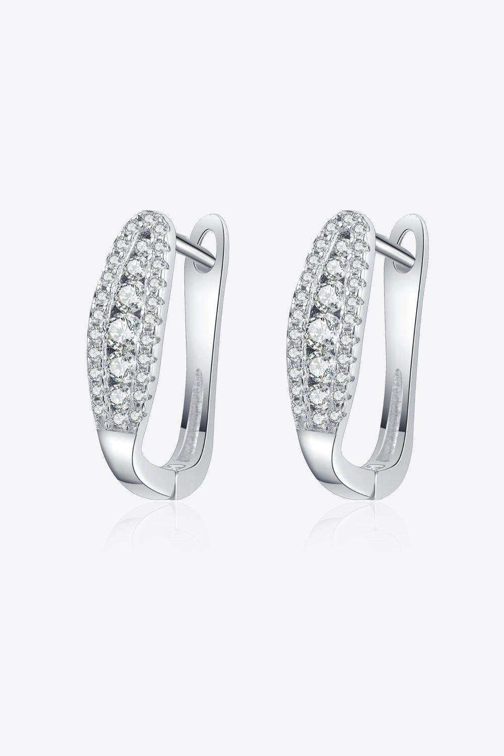 Moissanite Rhodium-Plated Earrings - Trendsi - Flyclothing LLC