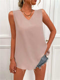 V-Neck Curved Hem Tunic Tank - Trendsi - Flyclothing LLC