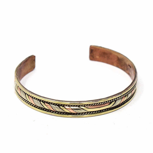 Copper and Brass Cuff Bracelet: Healing Twist - DZI (J) - DZI (J) - Flyclothing LLC