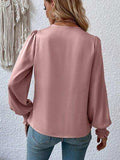 Surplice Smocked Lantern Sleeve Blouse - Trendsi - Flyclothing LLC