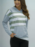Full Size Striped Long Sleeve Hoodie - Trendsi - Flyclothing LLC