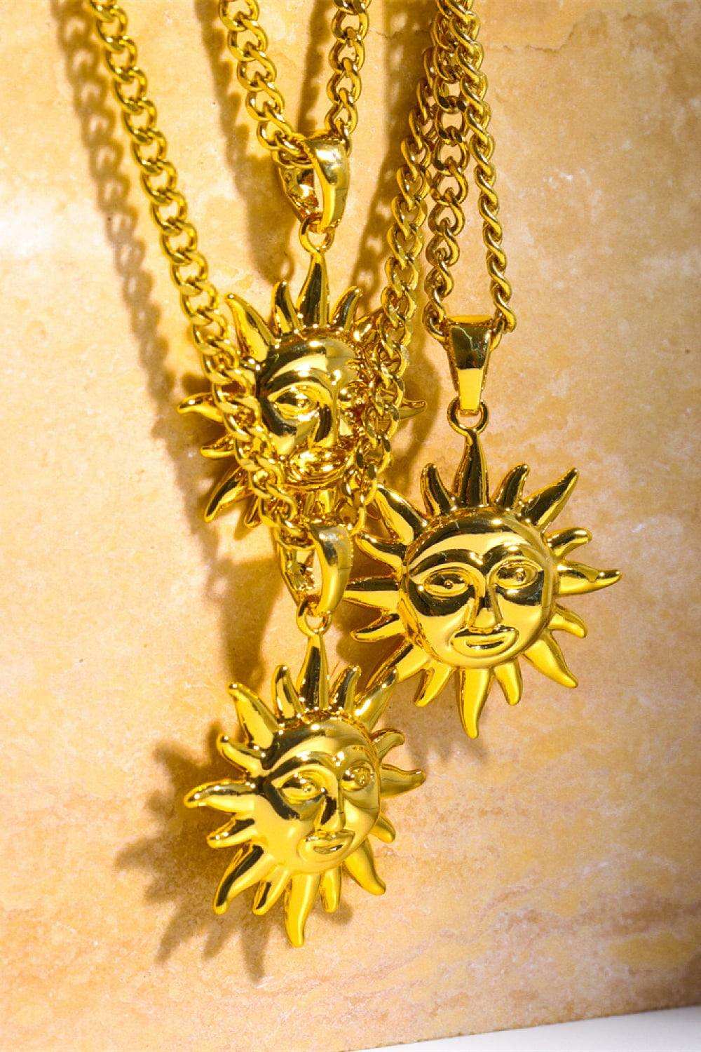 Sun Pendant Copper Necklace - Trendsi - Flyclothing LLC