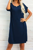 Scoop Neck Short Sleeve Pocket Dress - Trendsi - Flyclothing LLC