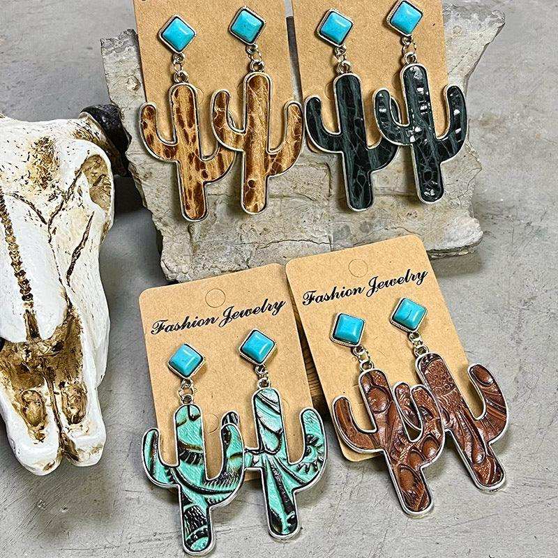 Turquoise Cactus Earrings - Trendsi - Flyclothing LLC