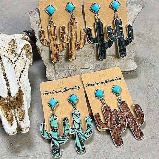 Turquoise Cactus Earrings - Trendsi - Flyclothing LLC