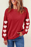 Heart Round Neck Dropped Shoulder Sweatshirt - Trendsi - Flyclothing LLC