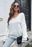 V-Neck Drop Shoulder Sweater - Trendsi - Flyclothing LLC