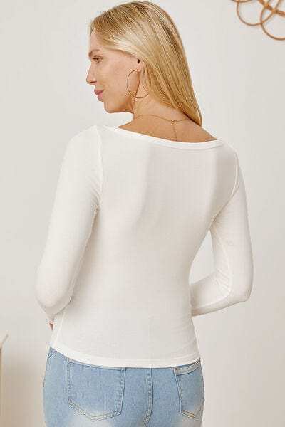 Square Neck Long Sleeve T-Shirt - Trendsi - Flyclothing LLC