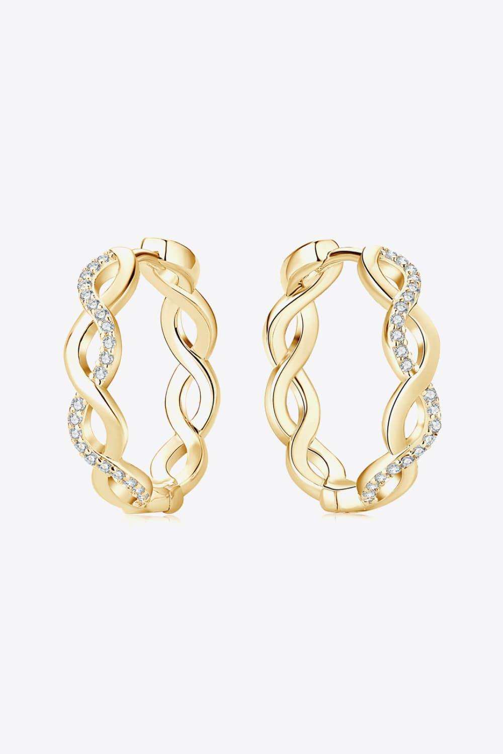 Moissanite Crisscross Hoop Earrings - Trendsi - Flyclothing LLC