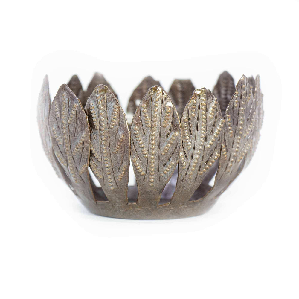 Decorative Drum Art Bowl or Votive, Mango Leaf - Haitian Artisans - Flyclothing LLC