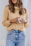 Waffle-Knit High Neck Top - Trendsi - Flyclothing LLC