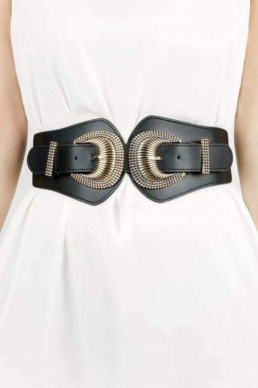 Shell Double Buckle Elastic Wide Belt - Trendsi - Flyclothing LLC