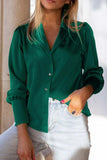 Lapel Collar Buttoned Puff Sleeve Shirt - Trendsi - Flyclothing LLC