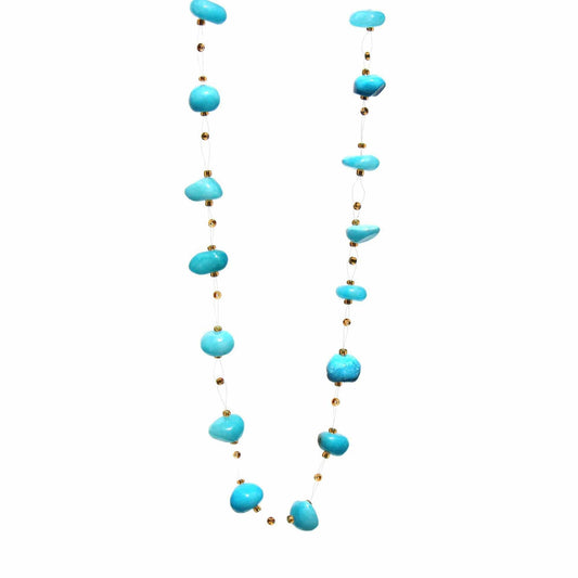 Floating Stone & Maasai Bead Necklace, Turquoise - Jedando - Flyclothing LLC