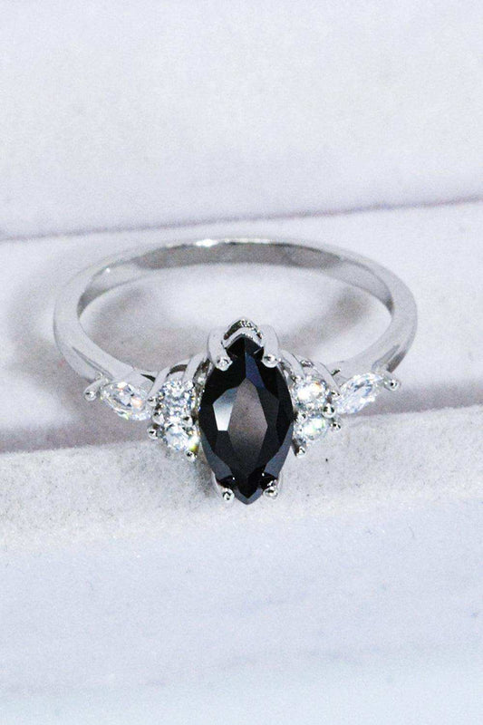 925 Sterling Silver Black Agate Ring - Trendsi - Flyclothing LLC