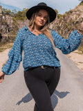 Plus Size Tie Neck Ruffled Blouse - Trendsi - Flyclothing LLC