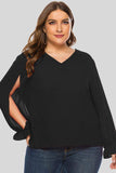Plus Size Cutout Flounce Sleeve Blouse - Trendsi - Flyclothing LLC