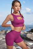 Cutout Crop Top and Sports Shorts Set - Trendsi - Flyclothing LLC