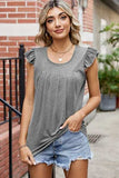 Ruffled Ruched Round Neck Tank - Trendsi - Flyclothing LLC