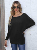 Full Size Horizontal Ribbing Dolman Sleeve Sweater - Trendsi - Flyclothing LLC
