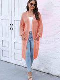 Open Front Longline Cardigan with Pockets - Trendsi - Flyclothing LLC