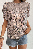 Printed Smocked Puff Sleeve Blouse - Trendsi - Flyclothing LLC