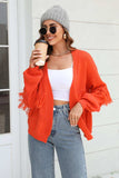 Fringe Trim Open Front Cardigan - Trendsi - Flyclothing LLC