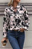 Printed Tie Neck Balloon Sleeve Blouse - Trendsi - Flyclothing LLC