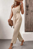 Textured Sleeveless Jumpsuit with Pockets - Trendsi - Flyclothing LLC