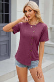 Round Neck Short Sleeve T-Shirt - Trendsi - Flyclothing LLC