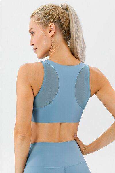 Round Neck Wide Strap Active Bra - Trendsi - Flyclothing LLC