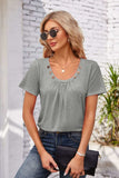 Decorative Button Scoop Neck T-Shirt - Trendsi - Flyclothing LLC