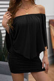 Off-Shoulder Three-Quarter Sleeve Mini Dress - Trendsi - Flyclothing LLC