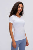 Round Neck Short Sleeve Active T-Shirt - Trendsi - Flyclothing LLC