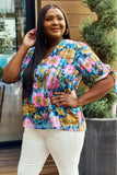 Petal Dew Full Size Floral V-Neck Tie Detail Blouse - Trendsi - Flyclothing LLC