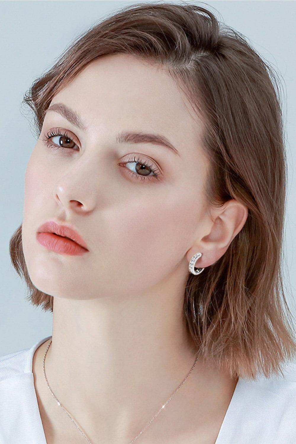 Moissanite 925 Sterling Silver Huggie Earrings - Trendsi - Flyclothing LLC