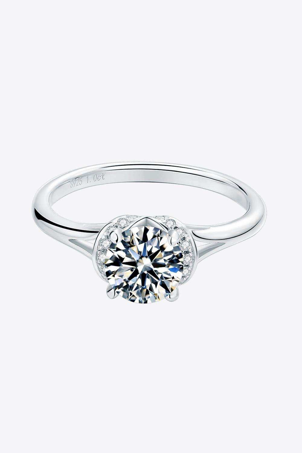 1 Carat Moissanite 925 Sterling Silver Split Shank Ring - Trendsi - Flyclothing LLC