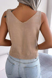 Decorative Button Mixed Knit Tank - Trendsi - Flyclothing LLC