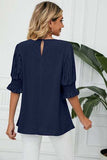 Frill Round Neck Lantern Sleeve T-Shirt - Trendsi - Flyclothing LLC