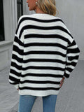 Striped Dropped Shoulder Sweater - Trendsi - Flyclothing LLC
