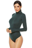 Ribbed Turtleneck Long Sleeve Bodysuit - Trendsi - Flyclothing LLC