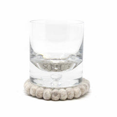 Hand Crafted Felt Ball Coasters from Nepal: 4-pack, Light Grey - Global Groove (T) - Flyclothing LLC