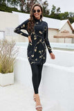 Printed Mock Neck Long Sleeve Top and Pants Swim Set - Trendsi - Flyclothing LLC