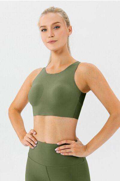 Round Neck Wide Strap Active Bra - Trendsi - Flyclothing LLC